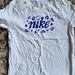 Nike Kids White Tee with Blue Graphic